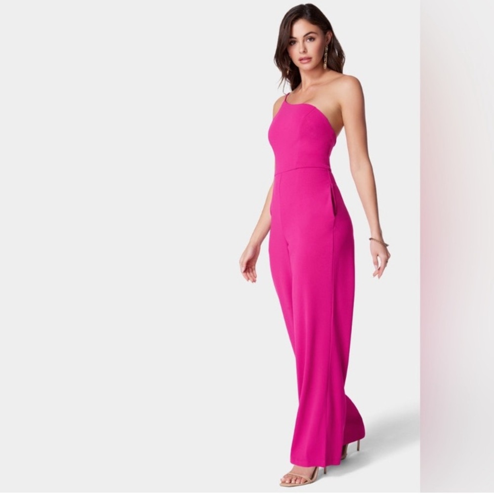Crystal Sky Vibrant Pink One-Shoulder Jumpsuit, Women’s Size Medium - Picture 2 of 8